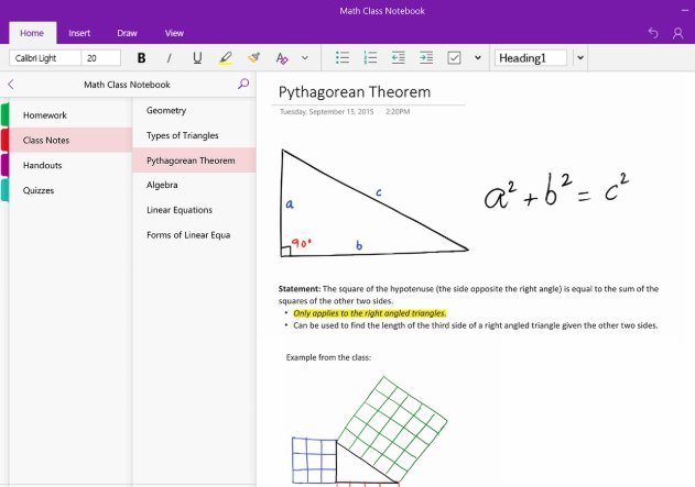 Color-coded Microsoft OneNote study guide used in online tutoring sessions